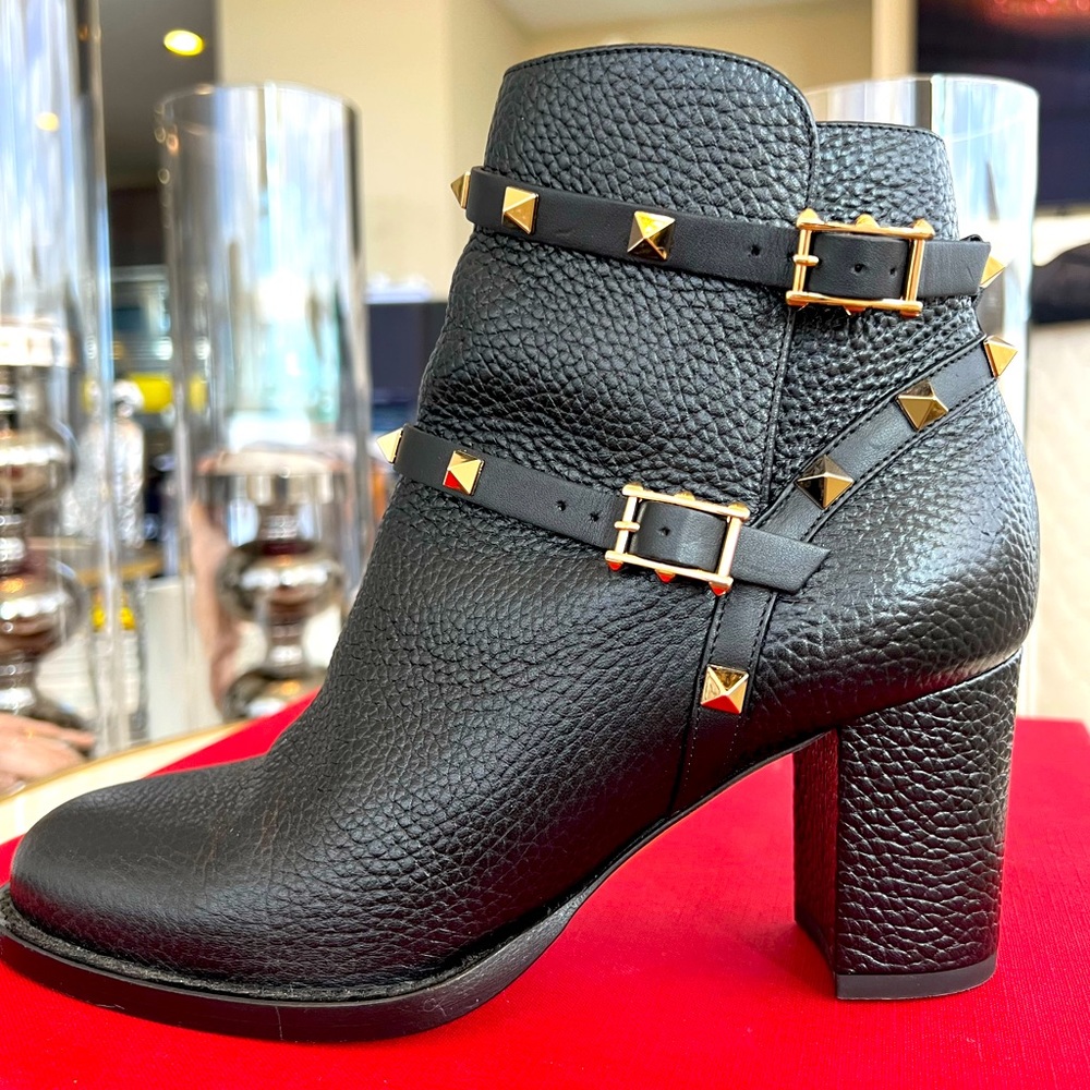 Valentino Rock Stud Booties - Size 37 | Color: Black